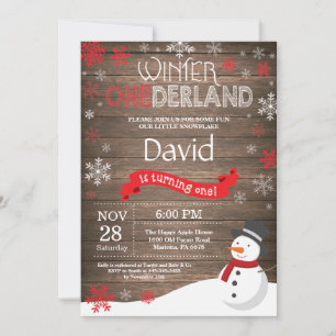 Rustic Winter Onederland 1st Birthday Invitation