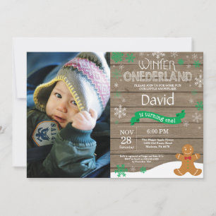 Rustic Winter Onederland 1st Birthday Invitation