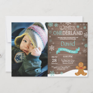 Rustic Winter Onederland 1st Birthday Invitation
