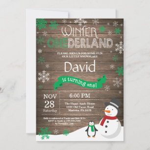 Rustic Winter Onederland 1st Birthday Invitation