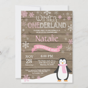 Rustic Winter Onederland 1st Birthday Invitation