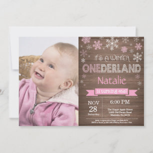 Rustic Winter Onederland 1st Birthday Invitation