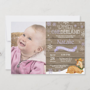 Rustic Winter Onederland Deer 1st Birthday Invitation