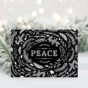 Rustic Winter Peace Holiday Greeting Card