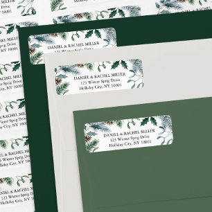 Rustic Winter Pine Mistletoe Holiday Address Return Address Label