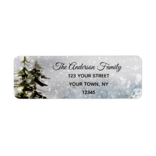 Rustic Winter Pine Snow Return Address Label