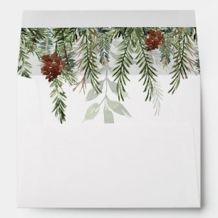 Rustic winter pine tree acorns envelopes 5x7 card