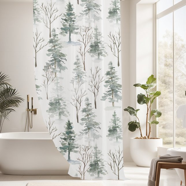 Rustic Winter Pine Trees pattern Shower Curtain (Creator Uploaded)