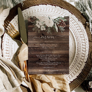 Rustic Winter Pine Wedding Menu