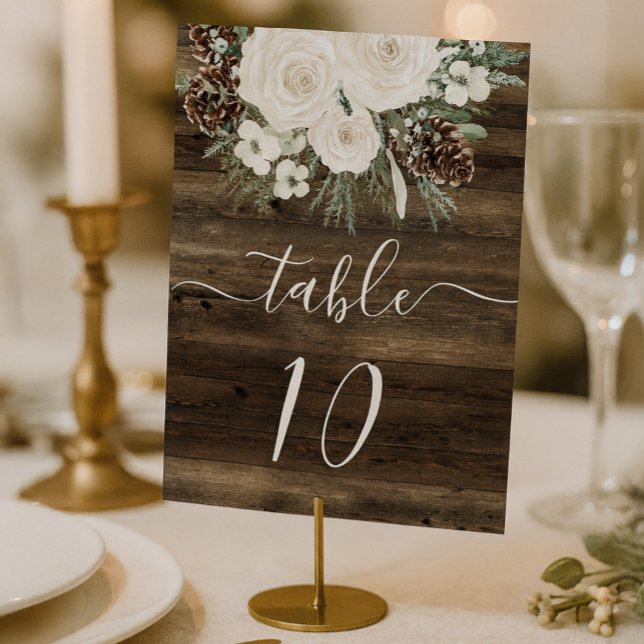 Rustic Winter Pine Wedding  Table Number (Creator Uploaded)