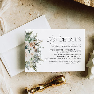 Rustic Winter Pinecone Wedding Details Card