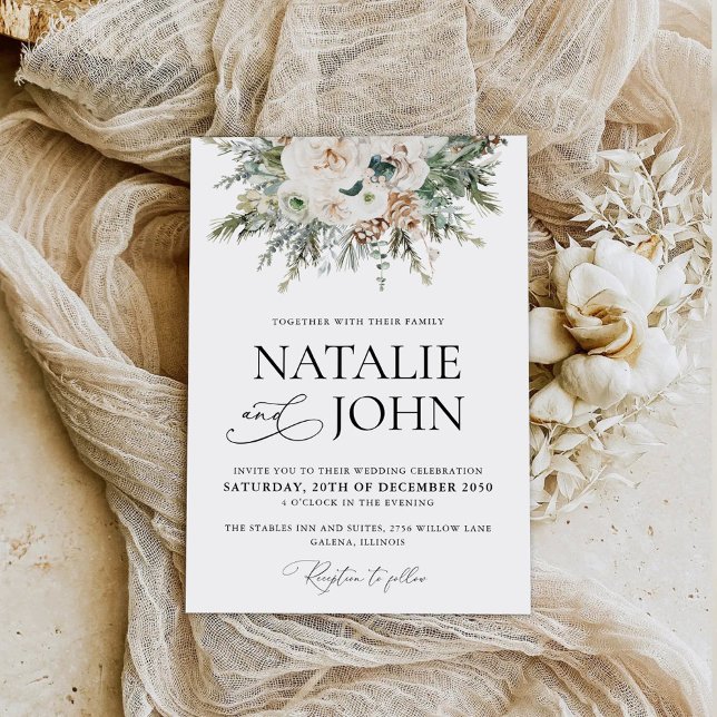 Rustic Winter Pinecone Wedding Invitation (Creator Uploaded)