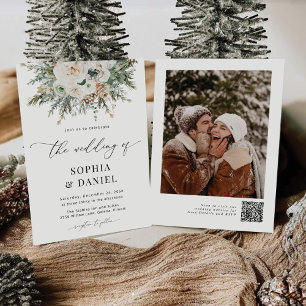 Rustic Winter Pinecone Wedding Invitation