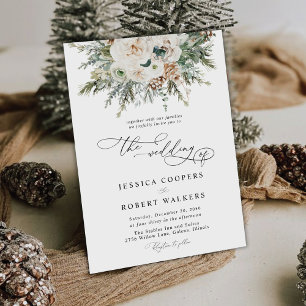Rustic Winter Pinecone Wedding Invitation (