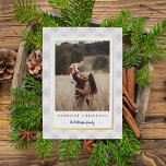 Rustic Winter Plaid Christmas Photo Foil Holiday Card<br><div class="desc">Send holiday greetings to friends and family with our rustic elegant photo cards featuring a wintry pastel buffalo plaid pattern framing your vertical favourite photo. Personalise with two lines of custom text; shown with "Merriest Christmas" and your family name. Gold foil trim adds a luxe touch to this festive design....</div>