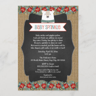 Rustic Winter Polar Bear Baby Sprinkle invite