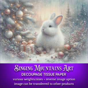 Rustic Winter Rabbit Christmas Woodland Decoupage Tissue Paper