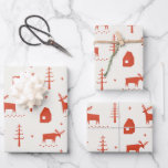 Rustic Winter Red Reindeer | Woodland Christmas Wrapping Paper Sheet<br><div class="desc">Add rustic holiday charm to your gift wrapping with these festive red Christmas wrapping paper sheets. Featuring a hand drawn woodland pattern with reindeer, cabins, and trees, this cosy Scandinavian inspired design is perfect for wrapping small gifts, holiday favours, or stocking stuffers. The minimalist style and warm red colour make...</div>