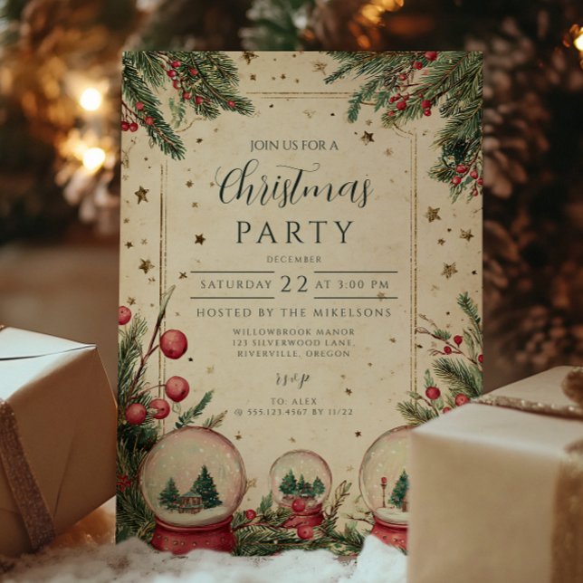 Rustic Winter Snow Globe Holiday Invitation (Creator Uploaded)