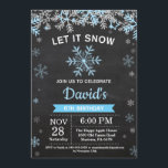 Rustic Winter Snowflake Blue Silver Boy Birthday Invitation<br><div class="desc">Rustic Winter Snowflake Blue and Silver Boy Birthday Invitation. Boy Birthday. Blue and Silver Glitter Snowflake. Winter Christmas Holiday. Chalkboard Background. Blackand White. 1st 2nd 3rd 4th 5th 6th 7th 8th 9th 10th 11th 12th 13th 14th 15th, any age. For further customisation, please click the "Customise it" button and use...</div>