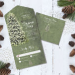 Rustic Winter Snowflakes Green Christmas Wedding All In One Invitation<br><div class="desc">Rustic Winter Snowflakes Dark Green Wood Christmas Wedding * Click the customise button for more flexibility in modifying the text. Variations of this design, different paper types, as well as coordinating products are available in our shop, zazzle.com/store/doodlelulu. Contact us if you need this design applied to a specific product to...</div>