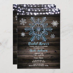 Rustic Winter Snowflakes & Lights Bridal Shower Invitation