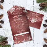 Rustic Winter Snowflakes Red Christmas Wedding All In One Invitation<br><div class="desc">Rustic Winter Snowflakes Red Wood Christmas Wedding * Click the customise button for more flexibility in modifying the text. Variations of this design, different paper types, as well as coordinating products are available in our shop, zazzle.com/store/doodlelulu. Contact us if you need this design applied to a specific product to create...</div>