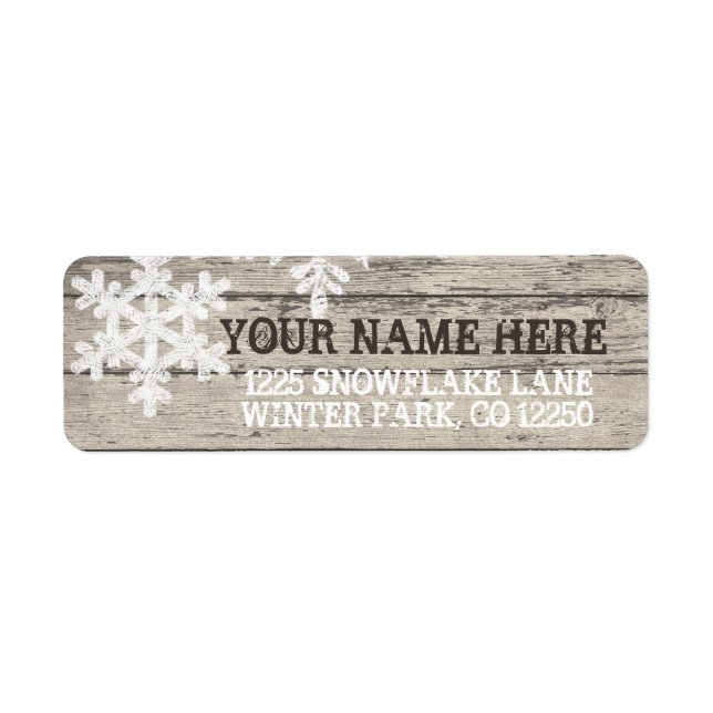 Rustic Winter Snowflakes Return Address Label (Front)