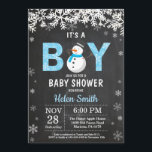 Rustic Winter Snowman Boy Baby Shower Invitation<br><div class="desc">Rustic Winter Snowman Boy Baby Shower Invitation. White Snowflake. Baby its cold outside Baby Shower invitation. Boy Baby Shower Invitation. Winter Holiday Baby Shower Invite. Chalkboard Background. Black and White. For further customisation,  please click the "Customise it" button and use our design tool to modify this template.</div>