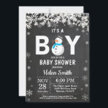 Rustic Winter Snowman Boy Baby Shower Invitation<br><div class="desc">Rustic Winter Snowman Boy Baby Shower Invitation. White Snowflake. Baby its cold outside Baby Shower invitation. Boy Baby Shower Invitation. Winter Holiday Baby Shower Invite. Chalkboard Background. Black and White. For further customisation,  please click the "Customise it" button and use our design tool to modify this template.</div>
