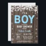 Rustic Winter Snowman Boy Baby Shower Invitation<br><div class="desc">Rustic Winter Boy Baby Shower Invitation. White Snowflake. Baby its cold outside Baby Shower invitation. Boy Baby Shower Invitation. Winter Holiday Baby Shower Invite. Rustic Wood Background. Country Vintage Retro Barn. For further customisation,  please click the "Customise it" button and use our design tool to modify this template.</div>