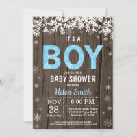 Rustic Winter Snowman Boy Baby Shower Invitation