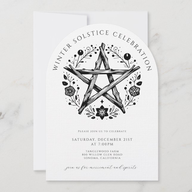 Rustic Winter Solstice Invitation (Front)