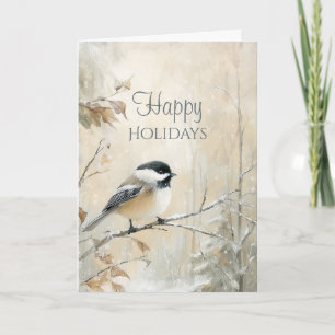 Rustic Winter Sparrow Bird Holiday Card