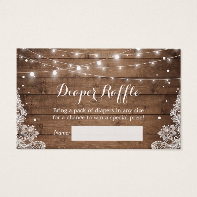 Rustic Winter String Lights Lace Diaper Raffle (Front)