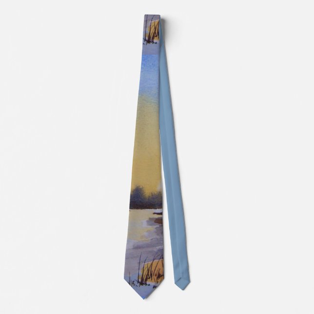 rustic winter sunset in black yellow and blue tie (Front)