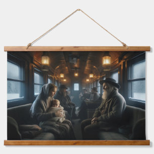 Rustic Winter Train Journey – Vintage Nostalgia Hanging Tapestry