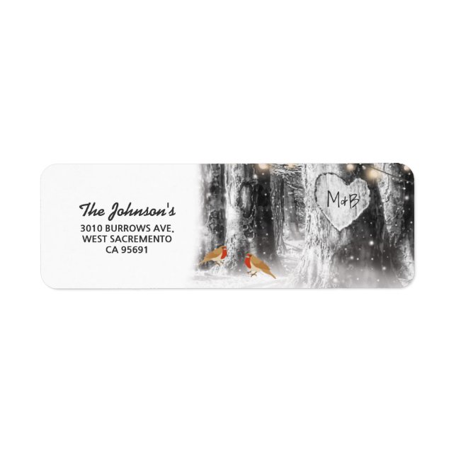 Rustic Winter Tree Return Address Label (Front)
