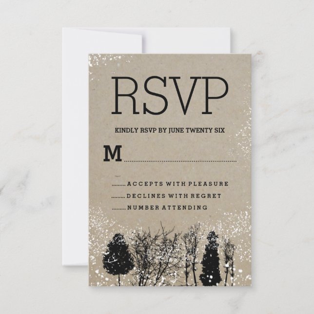 RUSTIC WINTER TREE RSVP CARDS (Front)