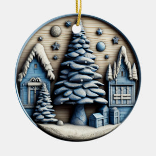 Rustic Winter Village Ornament