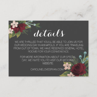 Rustic Winter Wedding Details Card