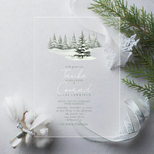 Rustic Winter Wedding Forest Green ID1049 Acrylic Invitations