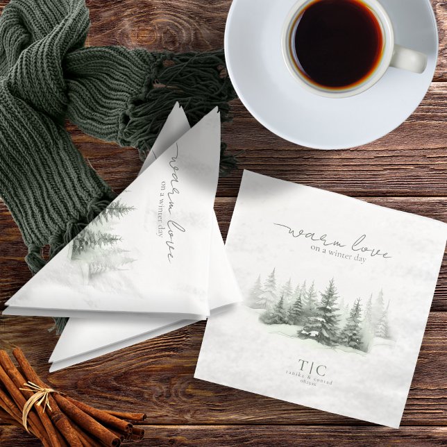 Rustic Winter Wedding Forest Green ID1049 Napkin (Creator Uploaded)