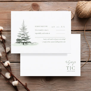 Rustic Winter Wedding Forest Green ID1049 RSVP Card