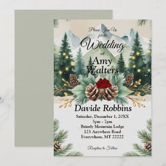 Rustic Winter Wedding Invitation 