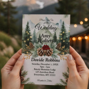 Rustic Winter Wedding Invitation 