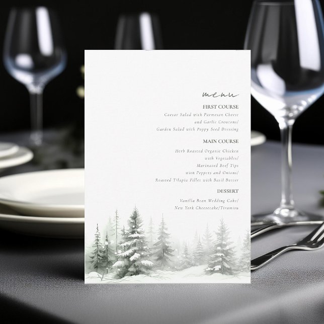 Rustic Winter Wedding Menu Forest Green ID1049 (Creator Uploaded)