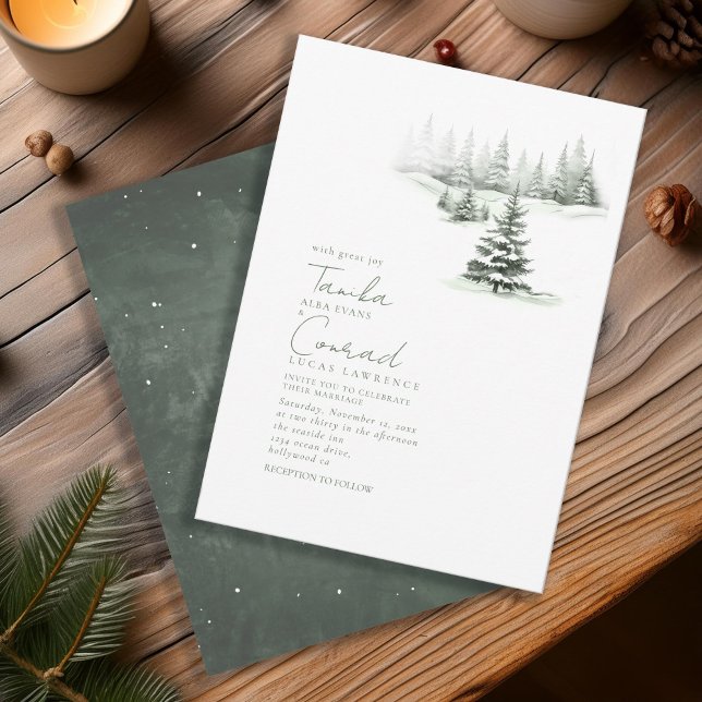 Rustic Winter Wedding Sage Green ID1049 Invitation (Creator Uploaded)