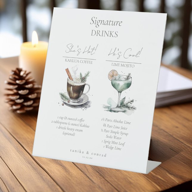 Rustic Winter Wedding Signature Drinks ID1049 Pedestal Sign (Creator Uploaded)