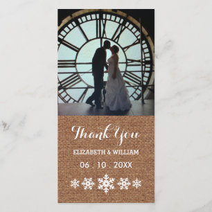 Rustic Winter Wedding Snowflakes Thank You Card